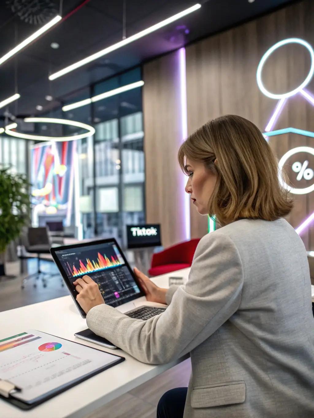 A dedicated account manager assisting a client with advanced lead insights, demonstrating the personalized support offered by Lead Promptly Black.